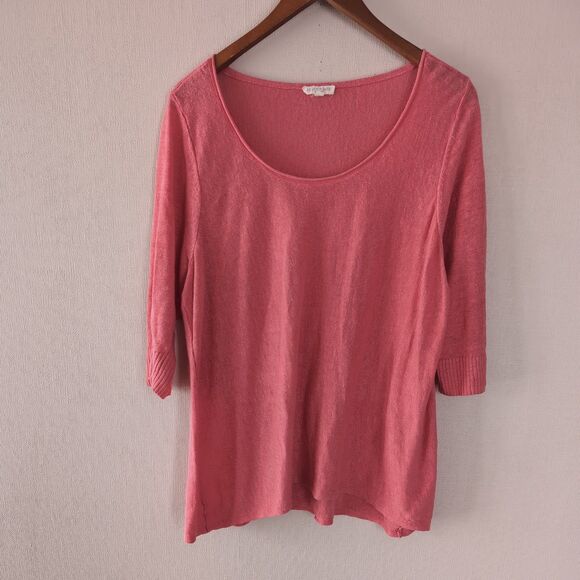 Eileen Fisher Linen Top Sz 1X Coral Pink Quiet Luxury Minimalist Coastal Blouse - Picture 1 of 9